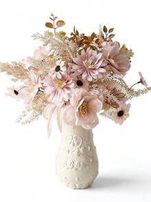 1 Bouquet Of Artificial Flowers, Including Artificial Anemone, Daisy And Eucalyptus Leaves, Realistic Touch, Suitable For Vases, Home, Hotel Rooms, Wedding Decorations, Tabletop Decor. - Apricot - View 4