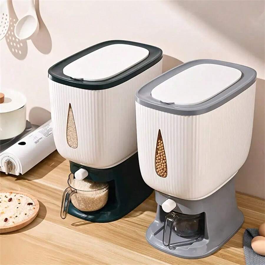 1pc Large Capacity 5lb Plastic Rice Storage Container With Flip Lid, Moisture-Proof And Insect-Proof, Reusable Square Grain Dispenser For Rice, Grains, Flour, Pet Food, Kitchen Pantry Organization