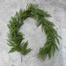 1/2/4pcs 180cm/6ft Faux Norfolk Pine Wreath - Realistic Evergreen Branches And Pine Needles, Durable Plastic, Suitable For Indoor And Outdoor Christmas, Halloween, Wedding, And Party Decorations - Maintenance-Free Pine-Like Wreath, Suitable For Tables
