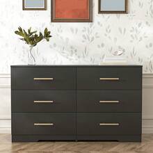 VERYKE Black Dresser For Bedroom, Modern Large 6 Drawer Dresser,Storage Chest Of Drawers,Wood TV Stand Dresser,Dresser Bedroom Furniture - 黑色 - 查看 1