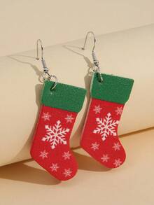 1 Pair Christmas Snowflake & Christmas Tree Shaped Leather Earrings - Snowflake - View 2