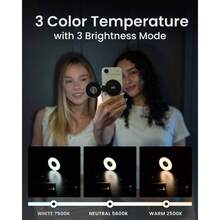 - Luz magntica para selfie, anillo de telfono porttil con luz recargable, negro - Negro - Ver 3