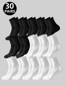 5/10/20/30 Pairs Men's Casual Socks, Mid-Calf Socks, White Socks, Winter Socks, Black Socks, Comfortable, Casual Sports, 2 Styles Available (Thin/Thick), Size: (35~39) (39~42)