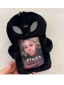 1pc Cute Alien Plush Card Holder With Photo Window, Student ID/Bus Pass Protector Case, Soft Green Alien Card Sleeve For School, Office, Transit - one-size - View 4