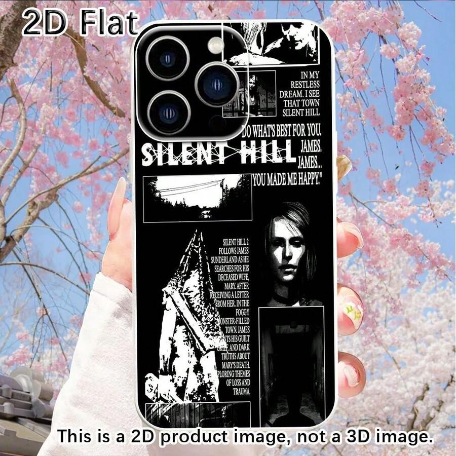 [2D Plat] 1pc Silent Hill Betrayal  Mobile Phone Case Design, Shockproof, Anti-Lens Protection, Compatible With  11/ 12/ 13/ 14/ 15/ 16 Pro Max High-Quality Mobile Phone Case For Men And Women, Drip-Proof, Scratch-Proof, High Quality Mo, , Scratchresistant Cover, Shockproof Case, Artistic Design, Gaming Phone Cover, Highquality Material, Smartphone Users, Tech Enthusiasts - 無色 - 查看 1