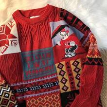 Suter feo de Navidad para adultos, hombres y mujeres, 2025, divertido y lindo estampado de Navidad, para parejas, otoo e invierno - Rojo #2 + M - Ver 7