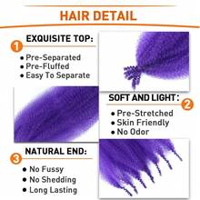 Springy Afro Twist Hair 24 Inch 3 Packs Purple Color Pre Fluffed Marley Twist Braiding Hair For ,Purple - Purple - View 4
