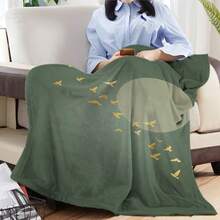 1pc Lemon Green & Mustard Yellow Acidic Green Color Sample Aesthetic In Bitter Lemon Flannel Blanket, Comfortable Warm Soft Sofa Throw For All Seasons - As Shown - View 3