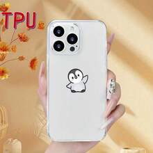 Funda de teléfono a la moda, linda funda de pingüino transparente a prueba de golpes y absorción de impactos para Samsung A03S A04 A12 A13 A15 A21S A24 A25 A32 A33 A34 A35 A50 A51 A52 A53 A54 A55 A71 S20/FE S21/FE/PLUS/ULTRA S22/PLUS/ULTRA S23/FE/PLUS/ULTRA S24/FE/PLUS/ULTRA Diseño para chicas y mujeres, TPU suave a prueba de golpes, más protector y femenino - 1 pieza - Ver 4