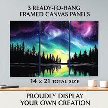 [Free Shipping]ArtSkills Diamond Painting Kit, Diamond Art Ready To Hang Framed Canvas With Storage And Accessory Kit, Northern Lights, 3 Stretched Canvas Panels, 14" X 7" Each,NorthernLights - 北極光 - 查看 4