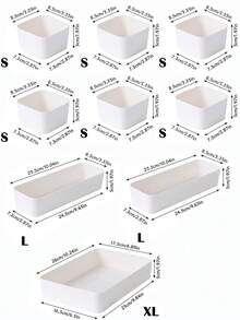 1/4/5/9pcs White Storage Box, Drawer Built-In Classified Storage Box, 4 Sizes, Multifunctional Storage Set, Freely Combined Desktop Organization Storage Container, Plastic Material, Suitable For Cosmetics Sorting, Kitchen Supplies Storage, Office Supplies Classified Storage ,Room Decor - White - View 16