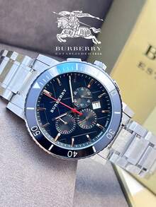 Burberry Black Dial Silver Steel Strap Watch for Men - 黑色 - 查看 3