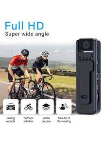 1 pezzo Telecamera mini intelligente nascosta, videocamera digitale mini ad alta definizione 1080P, registratore corporeo, videocamera mini portatile con visione notturna a infrarossi, l'obiettivo può ruotare di 180 gradi, batteria ricaricabile con ricarica USB, telecamera portatile per sport all'aperto, registratore per applicazioni di law enforcement, video per studenti, registratore video per riunioni di avvocati. - nero - Visualizzare 3