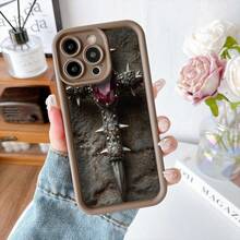 Cubierta de telefono con borde negro diseño de espada medieval con piedra roja y clavos para uso diario y estilo oscuro - Burdeos - Ver 5
