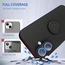 1pc Soft Silicone Liquid Ring Holder Stand With Silicone Strap Phone Case, Velvet Lining, Compatible With Apple 16/16PM, A14/A54/S24 Waterproof Shockproof Anti-Fall Scratch Resistant - Black - View 7