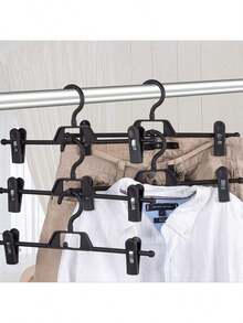 1pc/5pcs/10pcs,Pants Rack Pants Jacket Rack Seamless Non-Slip Telescopic Wardrobe Storage Hanger Hanger Hanger Pants Clip - Black - View 8