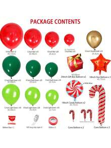 144 قطعة طقم إكليل بالونات عيد الميلاد، يشمل بالونات باللون الأحمر والذهبي والأخضر الفاتح والأخضر الداكن، بالونات حلوى، بالونات صندوق هدايا، بالونات نجمة حمراء لديكور حفلة عيد الميلاد - متعدد الألوان - مشاهدة 7