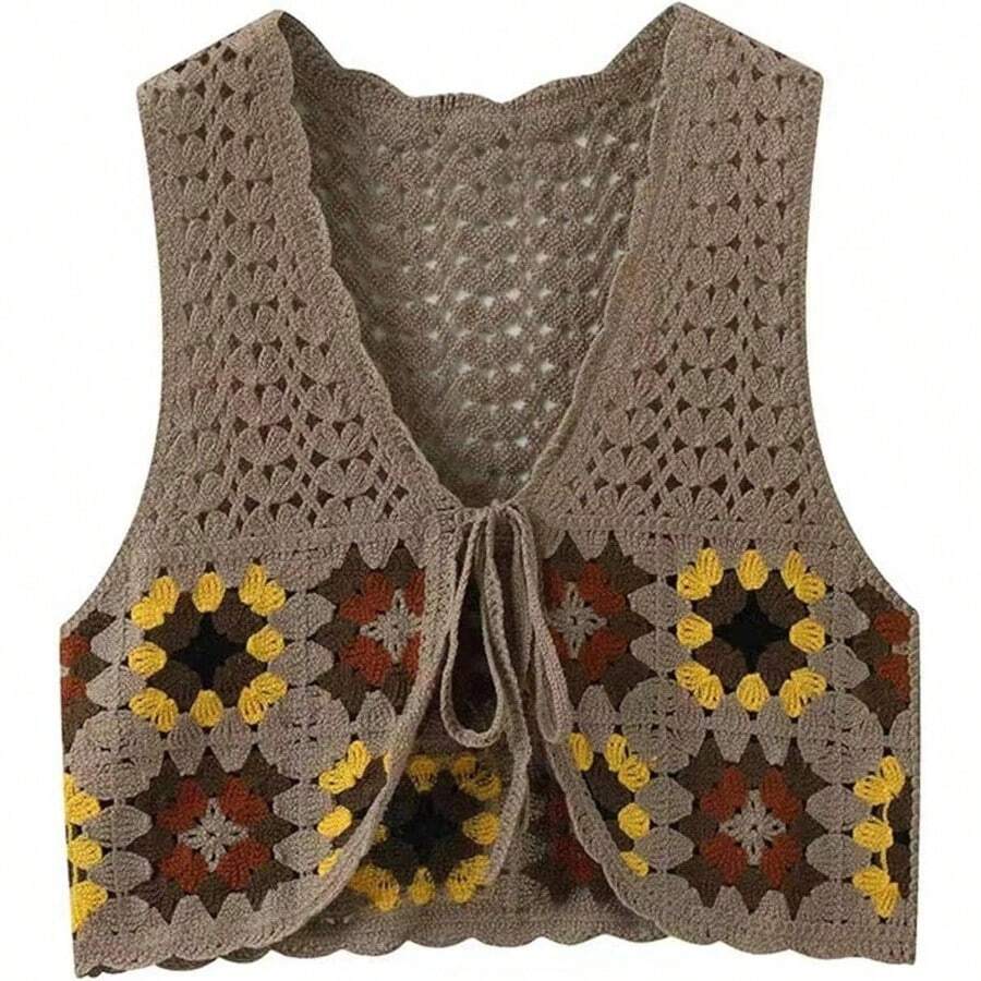Chaleco de Punto para Mujeres Chaleco de Punto para Mujeres Boho sin Mangas sin Mangas Hueco salple out Chaleco de Ganchillo - inicial - Ver 1