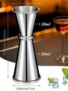 304 Stainless Steel Cocktail Shaker And Jigger - Suitable For Wine And Alcoholic Beverages, Kitchen Essential | Stylish Metal Appearance | Durable And Long-Lasting
