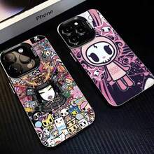 Funda de teléfono de dibujos animados japoneses T-Tokidokis para 17, 16, 15, 14, 13, 12, 11 Plus, Pro Max, cubierta negra mate a prueba de golpes - Z6 - Ver 3