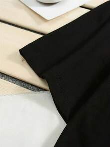 Plus Size Men's Letter Print Round Neck Short Sleeve Casual T-Shirt - Black - View 3