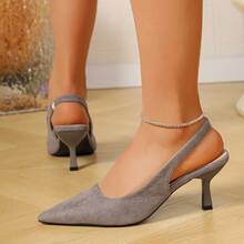Tacones altos de primavera para mujer, zapatos de trabajo versátiles y de moda en gris, sandalias de estilo francés para el verano - Gris - Ver 15