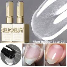 XEIJAYI 2支装15毫升纤维橡胶底凝胶指甲油入门装，纯可卸免擦拭指甲油，适合居家美甲DIY - 無色 - 查看 10