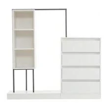 Wardrobe Set With Drawers, White Wardrobe, Sideboard, Hanging Rail, Dimensions: W 140 Cm X D 40 Cm X H 135 Cm, White - White - View 6