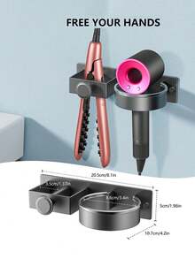 壁挂式吹风机架，无需钻孔的浴室收纳架，可放置直发器、卷发器、熨衣板，适用于沙龙和浴室装饰