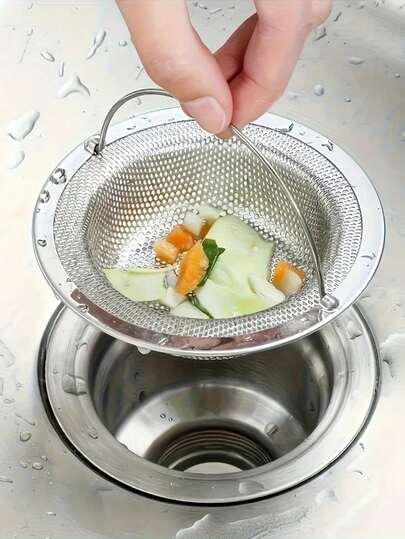 Colador de fregadero de acero inoxidable con mango, diseño de malla resistente a la oxidación + anti-obstrucción para fregadero de cocina y baño, filtro de residuos de vegetales/frutas, drenaje fácil, accesorio de limpieza de fregadero, filtro de drenaje de baño, ideal para el Día de San Valentín/Año Nuevo/Día de la Madre/Día del Padre/Graduación