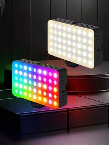 1 PC RGB LED Video Light - Portable, Rechargeable Camera Panel With 0-360° Full Color Range, CRI 95+, Adjustable Temperature 2500-9K000K For Vlogging, Photography & Video Conferencing