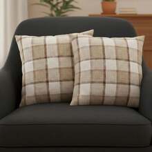 Set Of 2 Decorative Cushion Covers 45x45cm Rustic Linen Style - Uno - Ver 4