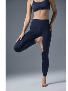 Alo Yoga Leggings de cintura alta Airlift 7/8 - Azul Marino - Ver 1