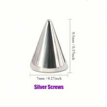50/100pcs Punk Rock Cone Studs, Silver Tone Studs With Screw Back - DIY Metal Rivets For Motorcycle Jackets, Leather Crafts, Boots And Alternative Fashion Accessories - Multicolor - View 3