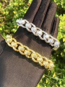 DUBSS 男士镀金真铜嘻哈风滚珠环手链，单件装，阿尔伯特扣 - 手鍊 - 查看 2