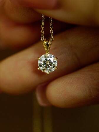 1pc Simple And Elegant 925 Sterling Silver Sparkling Zirconia Pendant Necklace For Women's Anniversary Gift