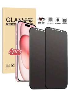 2 件隐私钢化玻璃屏幕保护膜适用于 17、16e、16、16 Pro、16 Pro Max、16 Plus、15 Pro Max、14、13、12、11、XS Max、XR、7、8 Plus，防偷窥 - 黑色 - 查看 11