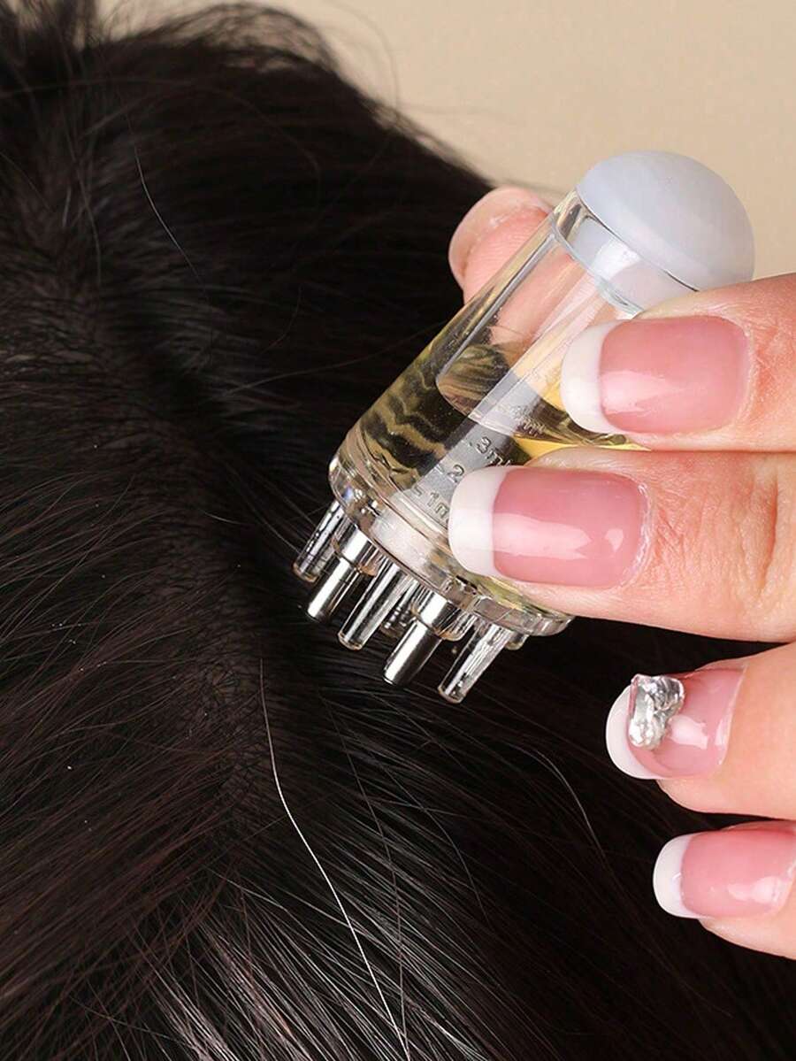 1个迷你精油梳，头皮按摩器，生发滋养精华梳，精华液，营养液，护发素，精油涂抹器，用于将液体或精油精准输送到发根 - 彩色 - 查看 1