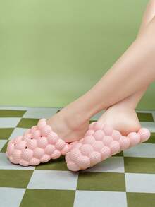 1 paire de sandales moussantes et polyvalentes, sandales à fond de massage doux, convenant aussi bien aux garçons qu'aux filles comme sandales d'extérieur - Rose bonbon - Voir 5