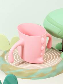 Baby First Stage Sippy Cup - Dinosaur Design Slanted Rim Easy Grip Double Handle