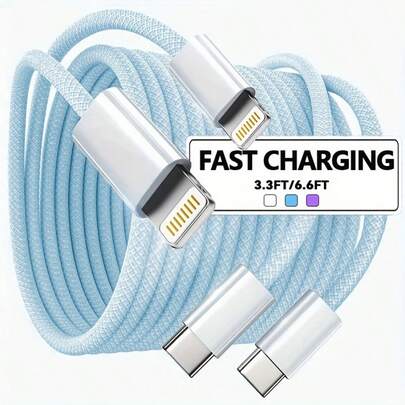 USB-C To Lightning Cable, Fast Charger Type-C To Lightning Cable, Nylon Braided For IPhone Cord, USB To Lightning Cable For IPhone Charger, Type-C Lightning Cord For IPhone 14/13/12/11 Pro,TypeC To Lightning Cable 30W Max Fast Charging Cable Cord For IPhone 14 13 12 11 Pro Max USB Cable For IPhone XS MAX/XR/X/8/7/Plus/6S Plus For IPad For Airpods