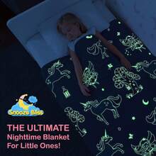 Glow-In-The-Dark Blanket, Birthday/Christmas/Easter Gift - Soft Plush Flannel Throw Blanket With Unicorn & Tree Print Pattern. Ideal Gift For Kids, Grandchildren, Babies, Toddlers, Birthdays, Christmas! - Multicolor - View 5