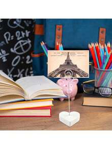 3 قطع/مجموعة مشابك مذكرات بشكل قلب - حاملات ملاحظات معدنية وحمراء/وردية لحفلات الزفاف وعيد الحب والعشاء الرومانسي - حاملات بطاقات طاولة متينة، اكسسوارات مكتبية زخرفية - متعدد الألوان - مشاهدة 9