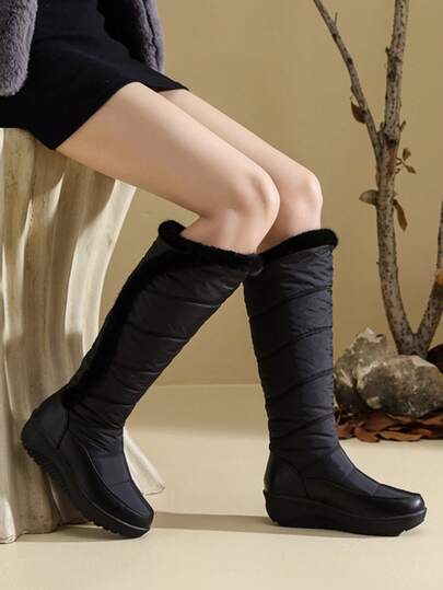 女士冬季雪地靴，保暖内衬，防水防滑厚底，舒适中筒靴