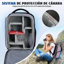 RAINSMORE Mochila para Camara Fotografica DSLR SLR Mirrorless Mochila Camara Laptop Mochila Fotografia con Funda Impermeable y 14 Pulgadas Compartimento Portátil Mochila Antirrobo para Cámara Negro - rosa - Ver 5