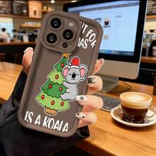 Cubierta de teléfono con diseño de koala navideño negro con árbol de Navidad y texto divertido para temporada festivaCompatible with  16 Pro Max/16 Plus/16 Pro/16/15 Pro Max/15 Plus/15 Pro/15/14 Pro Max/14 Plus/14 Pro/14/13 Pro Max/13 Pro/13/12 Pro Max/12 Pro/12/11 Pro Max/11 Pro/11/XS Max/XR/X/7 Plus/7 TPU Drop-Proof and Stain-Resistant Protective Soft Case - Burdeos - Ver 5