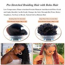 Pre Stretched Braiding Hair Ombre 1B/30 Curly Wavy Braiding Hair Boho Braids 26 Inch Bohemian Curls Knotless Hypoallergenic Deep Water Ocean Wave Crochet Braids Extensions 4 Packs,1B/30BohoBraidingHair4Packs - 1B/30波西米亞風編發4包 - 查看 6