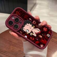 Funda roja para teléfono con estampado de corazón y beso de , compatible con teléfonos ,  17,  16 Pro Max,  15 Pro Max,  13 y  12. Fabricada en TPU, ofrece protección contra golpes y caídas. Un regalo ideal para familiares, amigos, seres queridos, parejas y Navidad. - Rojo - Ver 2