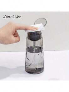 1pc Transparent Refillable Nail Polish Remover Bottle With Pump And Lock, Suitable For Manicure