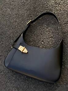 Medium Hobo Bag Black Buckle Decor Fashionable Business Casual Bag For Women, Perfect For Office, Business And Work Shoulder Bag For Women Small Black Purse Mini Handbags PU Leather Underarm Bag - Present For Christmas, Birthday And Valentine Armpit Bag Shoulder Bags For Girl Women Bags Lady Purse Underarm Handbag Bags Small Handbag Perfect For Vacation, Work, Dating, Picnic, Party, Going Out And Casual Daily Shopping Thanksgiving Bags  Mother's Day Gifts  Valentine's Day Gifts  Christmas Gifts - 黑色 - 查看 2